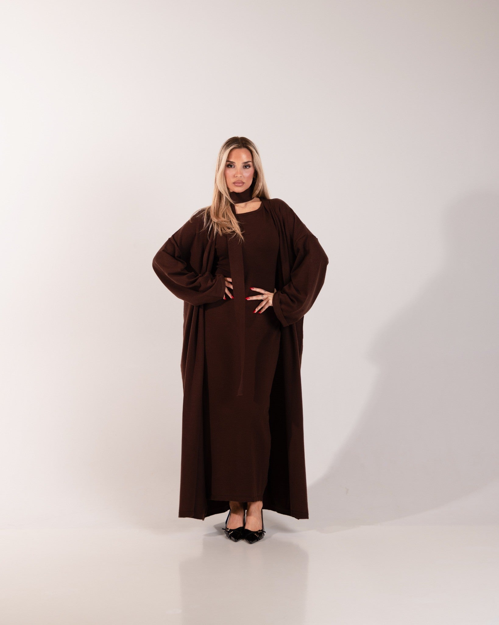 Sienna Knit Maxi Cardigan – Chocolate Brown | Hazal Studios