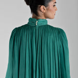 Long Shiny Pearl Dress - Emerald Green