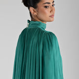 Long Shiny Pearl Dress - Emerald Green