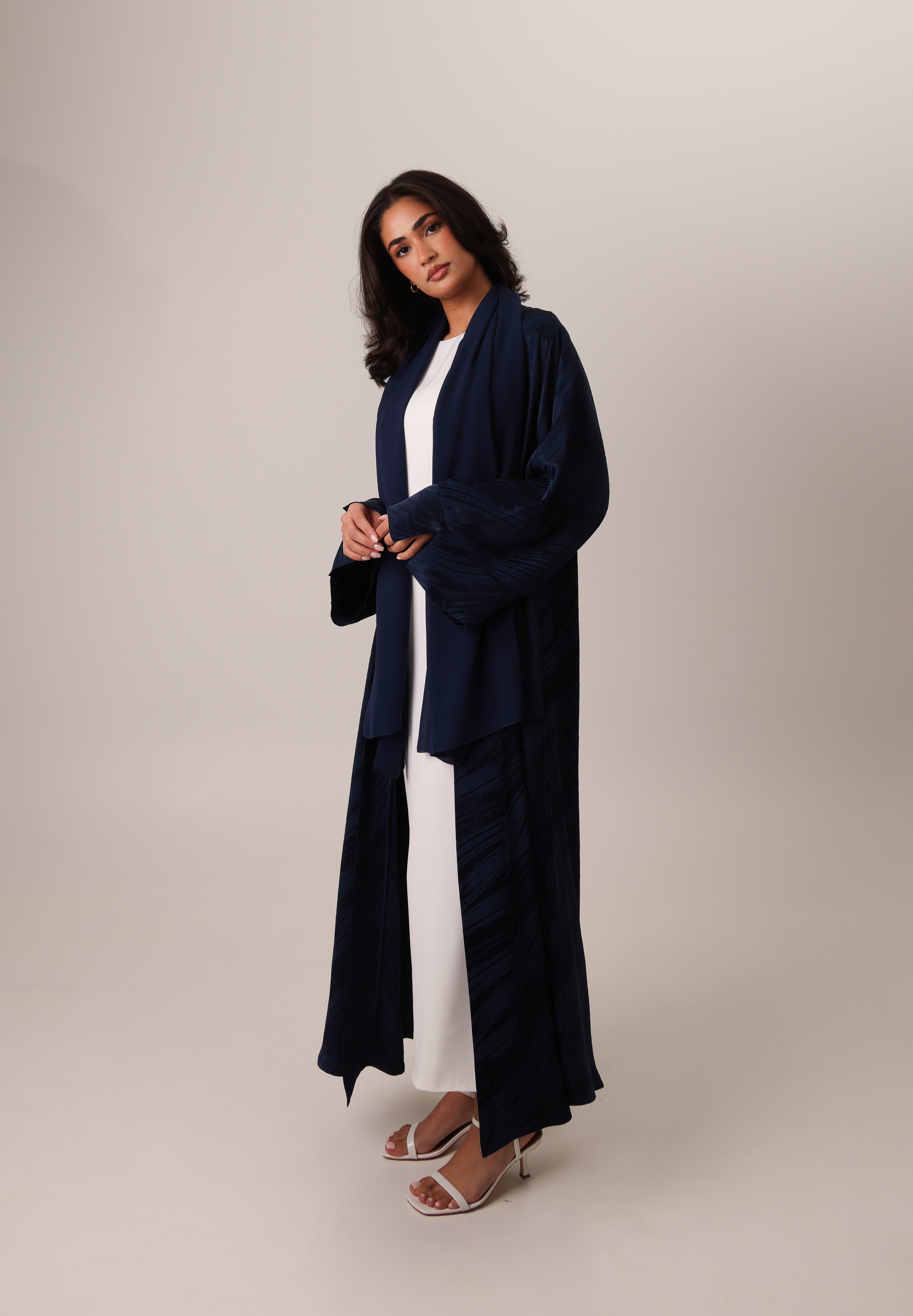 Open-Abaya-Jacquard-Silk-Scarf-Navy-Blue-Modest-5