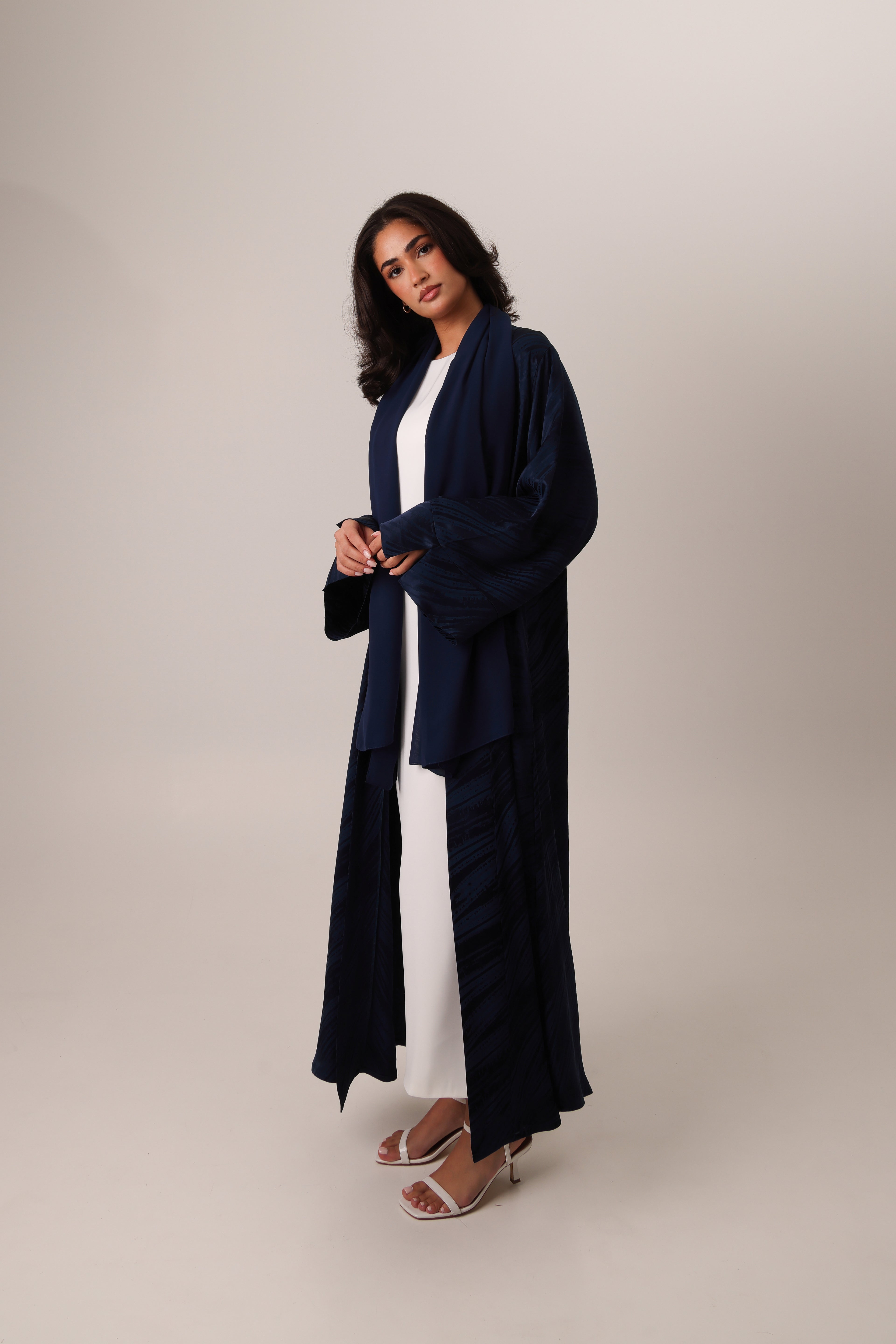 Open-Abaya-Jacquard-Silk-Scarf-Navy-Blue-Modest-5