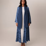 Open-Abaya-Jacquard-Silk-Scarf-Navy-Blue-Modest-Long-Set