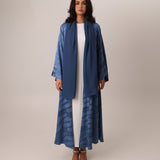 Open-Abaya-Jacquard-Silk-Scarf-Navy-Blue-Modest-Long-Set