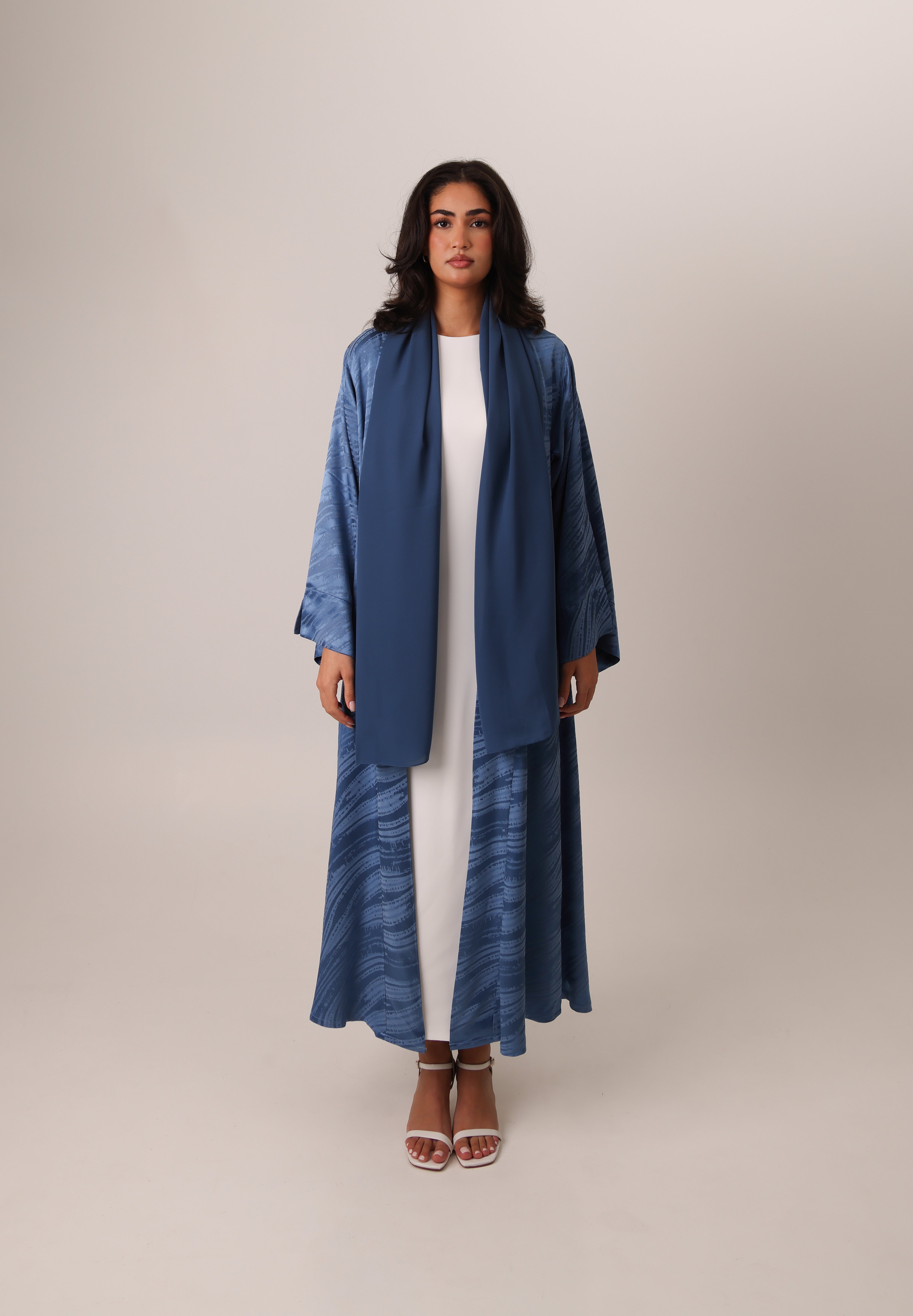 Open-Abaya-Jacquard-Silk-Scarf-Navy-Blue-Modest-Long-Set