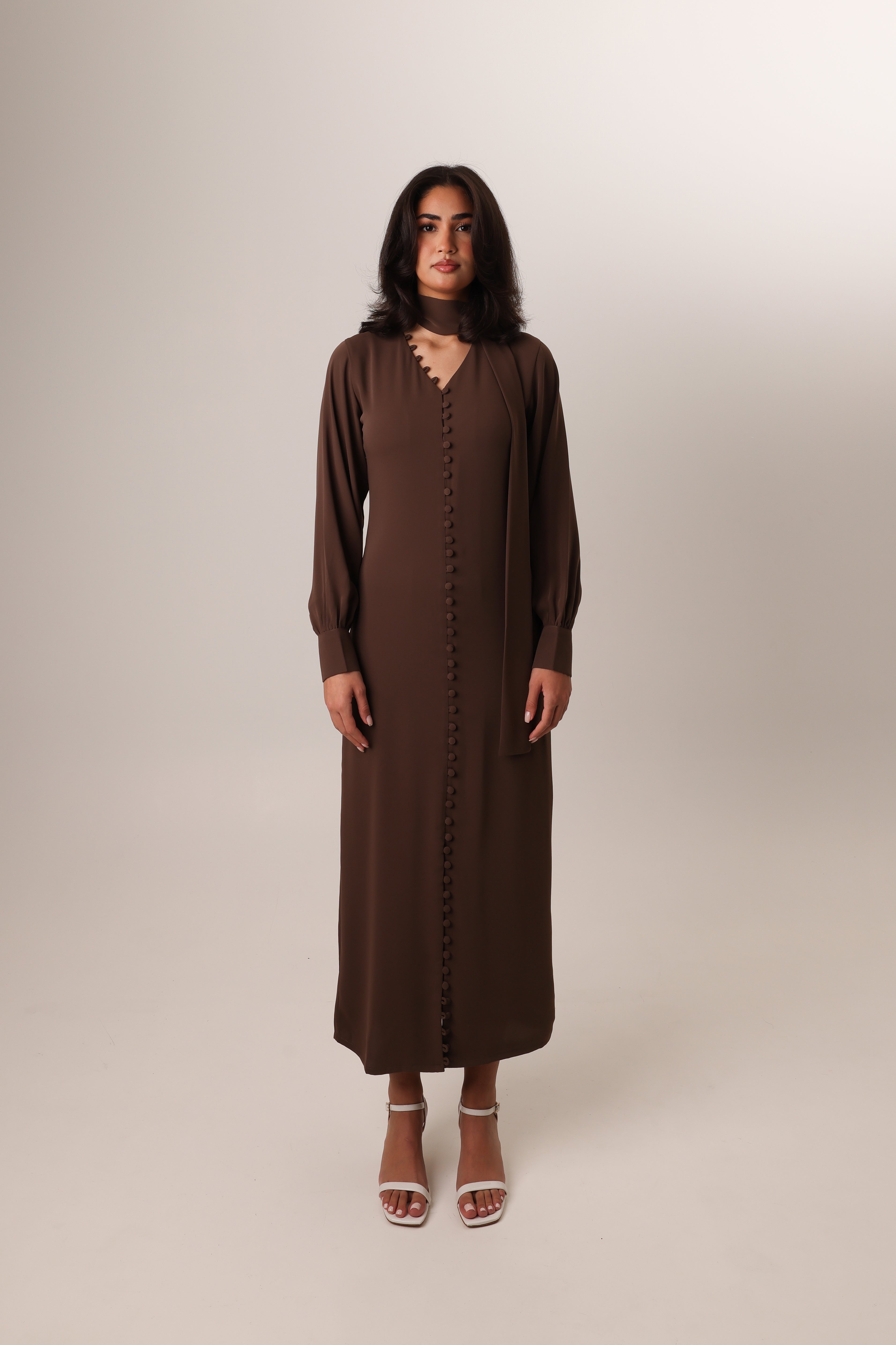 buttoned-crepe-kaftan-dress-brown-pencil-4