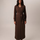 buttoned-crepe-kaftan-dress-brown-pencil