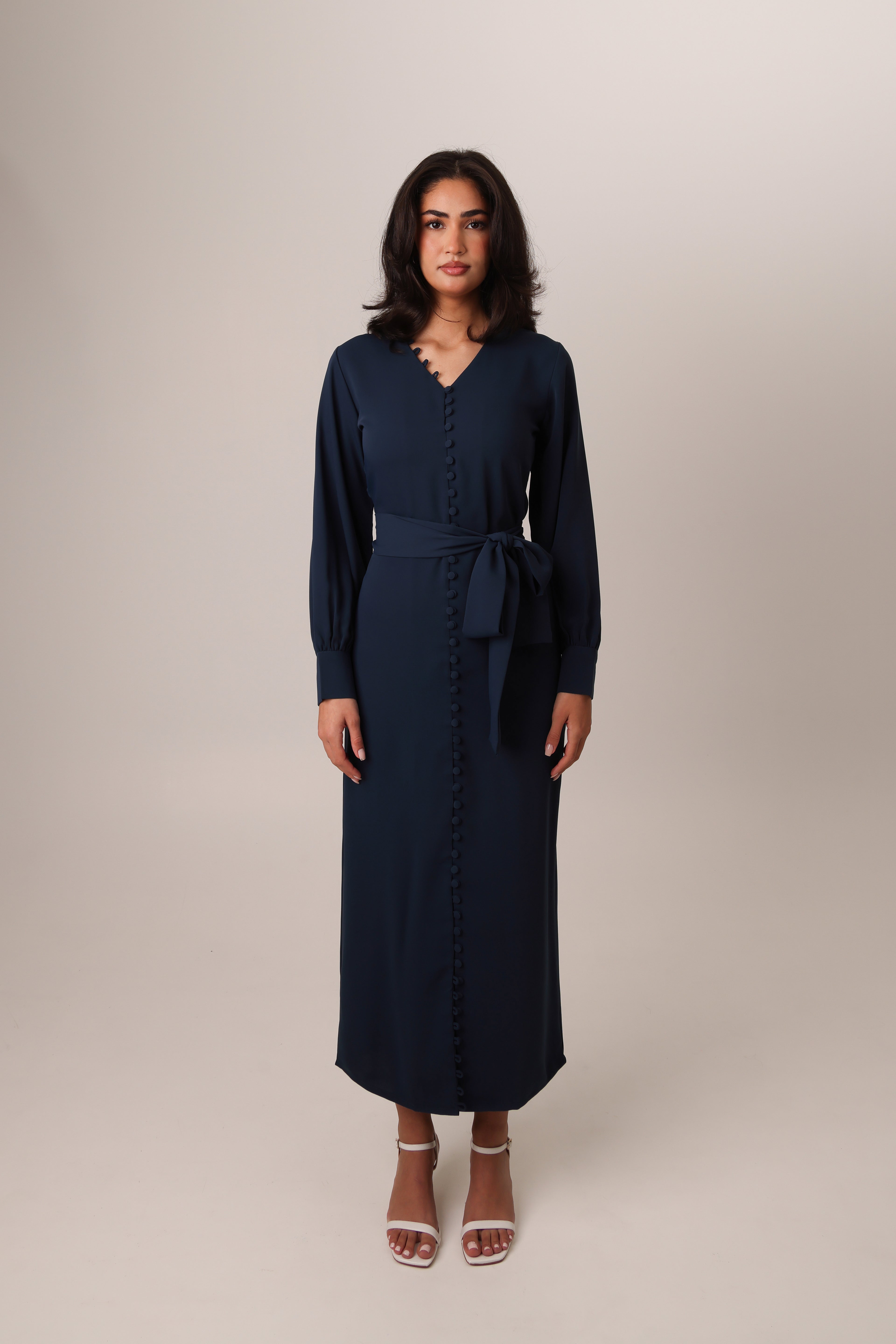 Modest Maxi Dress Navy Blue – Noura Italian Crepe Modest Maxi Dress Navy Blue – Noura Italian Crepe