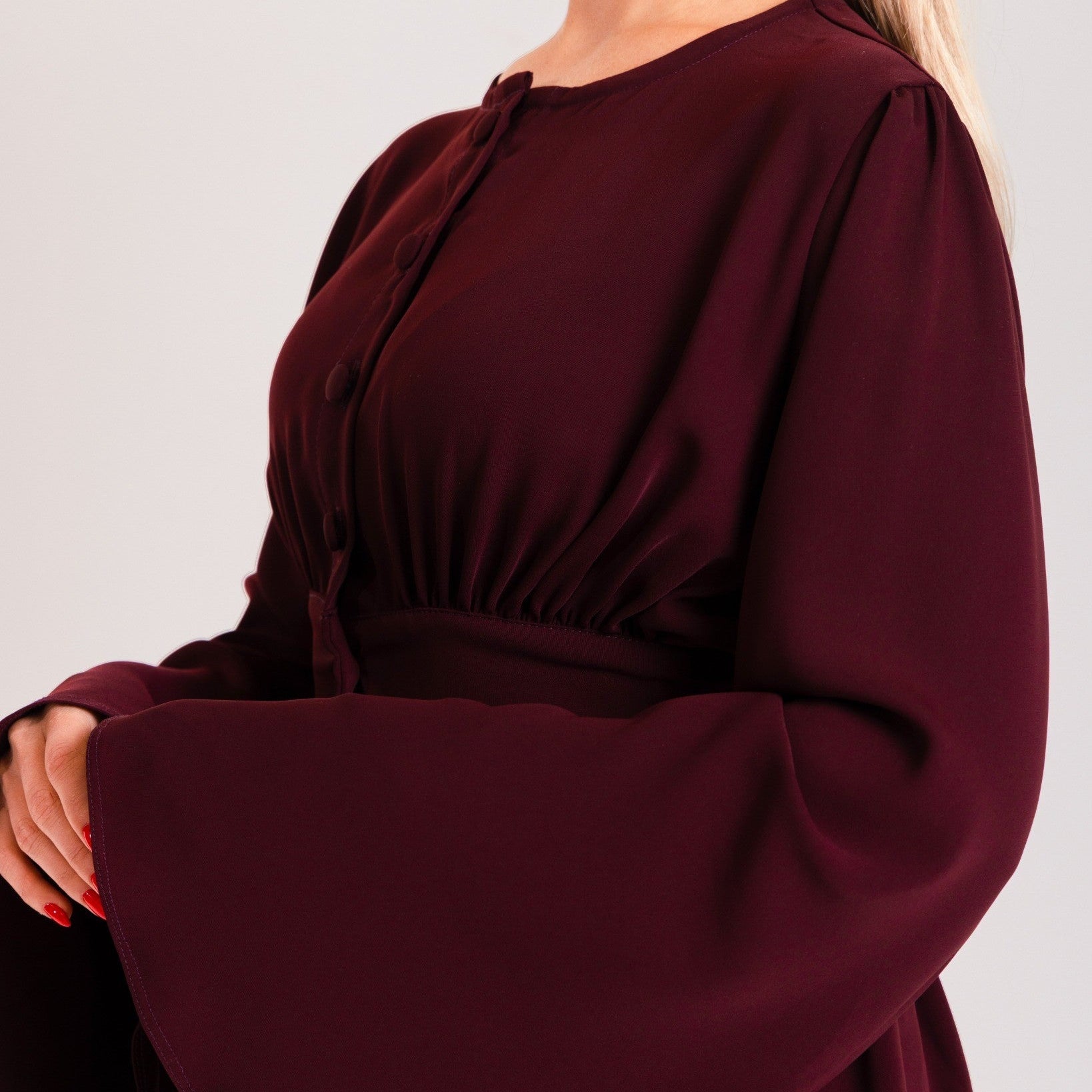 Hazal Studios Daisy two-piece modest occasion set in Deep Burgundy
