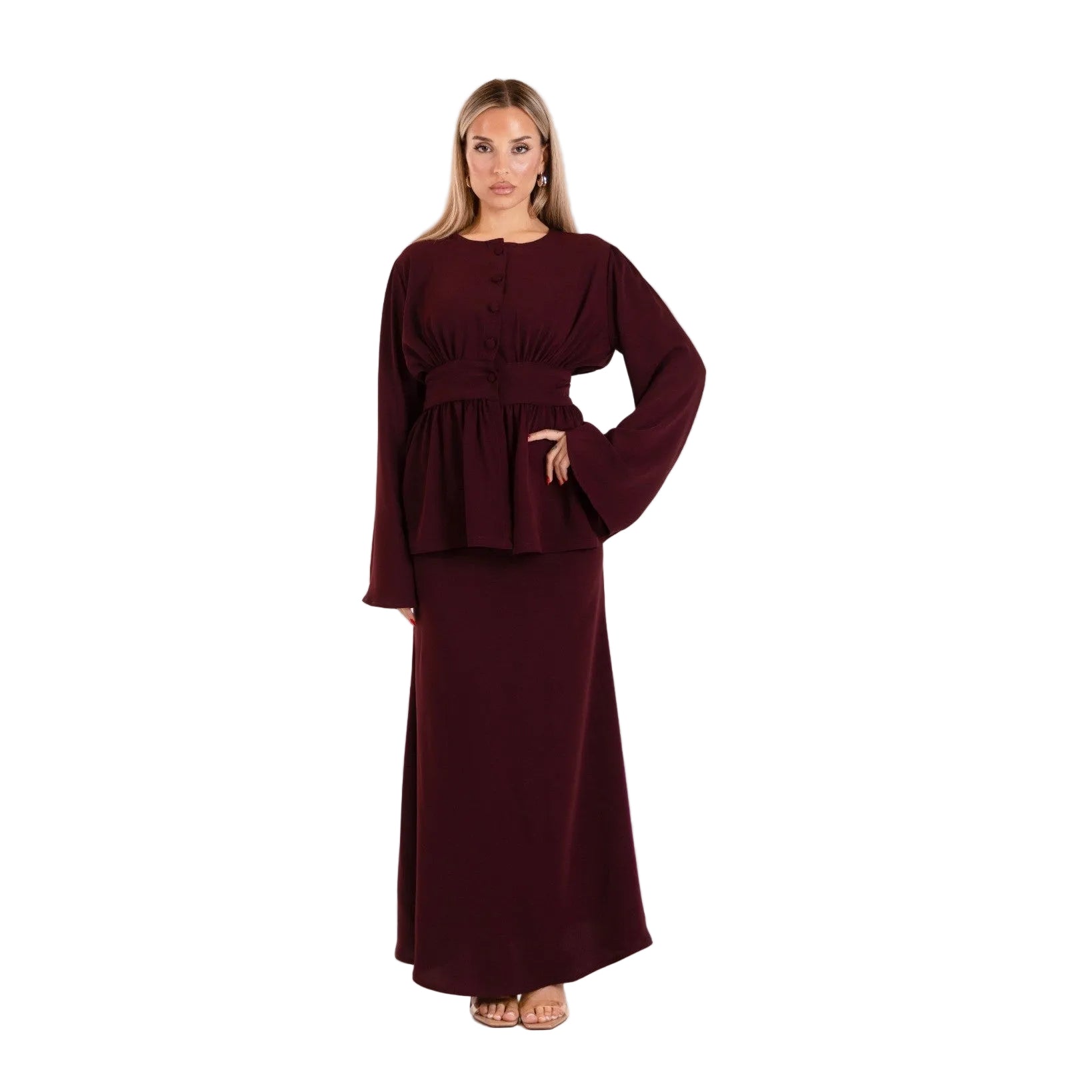 Daisy two-piece maxi set in Deep Burgundy by Hazal Studios
