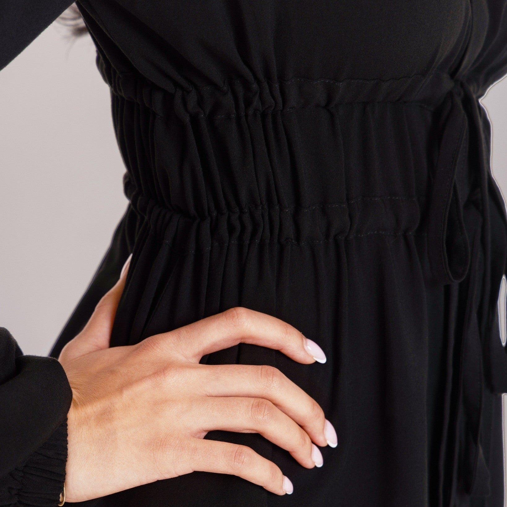Hazal Studios Lolita two-piece maxi set in 100% Silky Mechanical Polyamide, Formal Black