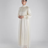 Long Shiny Pearl Dress - Ivory Beige