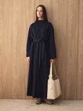 MOVE 01 Modal Stretch Abaya Set in Midnight Navy, full-length styled view.