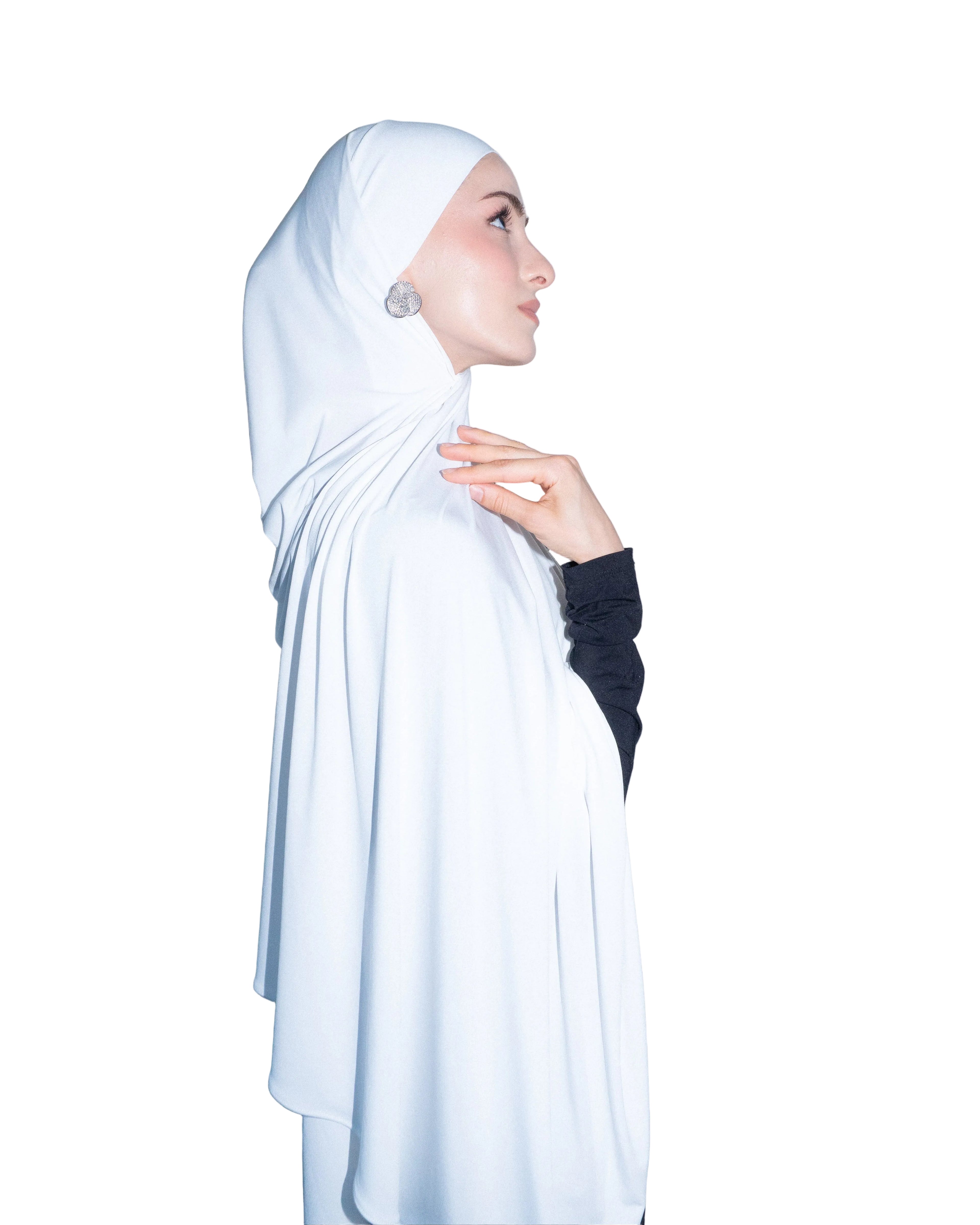 Premium tie-back modal jersey hijab by Hazal Studios – front styling view