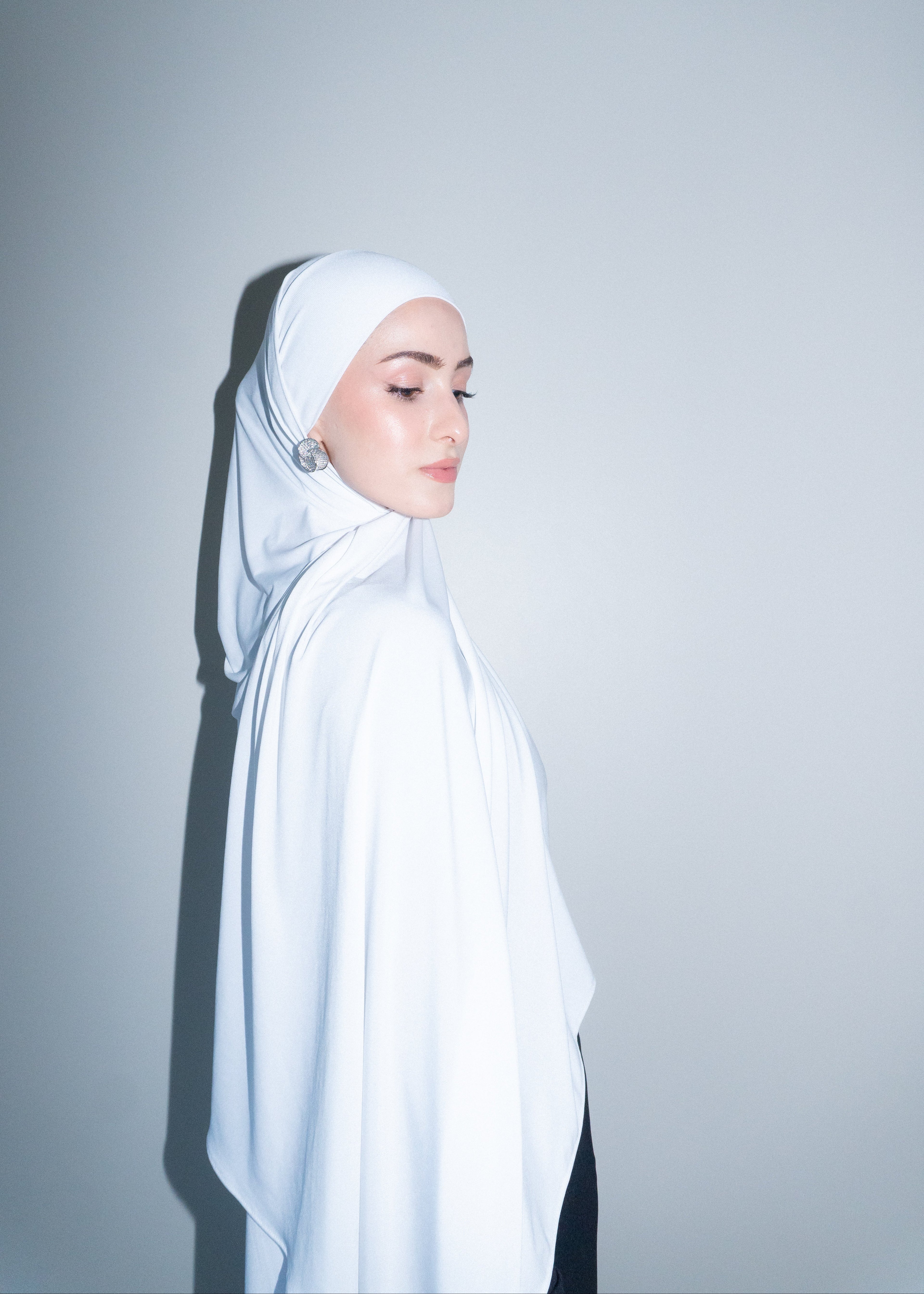 Tie-back modal jersey hijab by Hazal Studios – wrapped styling view